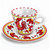 Galletto Rosso espresso cup and saucer, red rooster, Deruta rooster pottery – hand-painted Italian majolica, Deruta pottery made in Italy