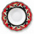 Rubino pasta bowl, white acanthus scrolls and yellow berries on a ruby red rim with a black ring and rope edge – hand-painted Italian majolica, Deruta pottery made in Italy