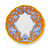 Grottesca Orange salad plate, light blue grotesque scrolls and a mask on an orange ground – hand-painted Italian majolica, Deruta pottery made in Italy