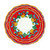 Corallo 3-piece place setting seen from above, red grape rims – hand-painted Italian majolica, Deruta pottery made in Italy