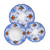 Frutteto 3-piece place setting: dinner plate, pasta bowl and salad plate, oranges and blue fruits among blue curls with a cobalt rim – hand-painted Italian majolica, Deruta pottery made in Italy
