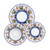Classic Deer 3-piece place setting: dinner plate, pasta bowl and salad plate, running ochre deer among olive green plants with a cobalt band – hand-painted Italian majolica, Deruta pottery made in Italy
