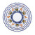 Classic Deer 3-piece place setting seen from above, cobalt and ochre deer rims – hand-painted Italian majolica, Deruta pottery made in Italy
