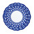 Peacock Blue 3-piece place setting seen from above, cobalt blue rims – hand-painted Italian majolica, Deruta pottery made in Italy