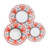 Pink Deer 3-piece place setting: dinner plate, pasta bowl and salad plate, running deer and plants in coral pink with soft grey – hand-painted Italian majolica, Deruta pottery made in Italy