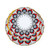 Peacock Pattern place setting stacked, Italian dinnerware set with peacock eyes in red, turquoise and black on white – hand-painted Italian majolica, Deruta pottery made in Italy