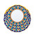 Wolf's Tooth place setting stacked, Italian dinnerware set with orange and turquoise pointed leaves on a cobalt blue rim – hand-painted Italian majolica, Deruta pottery made in Italy