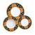 Regale 3-piece place setting: dinner plate, pasta bowl and salad plate, orange cartouches on a black rim with fine white scrolls – hand-painted Italian majolica, Deruta pottery made in Italy