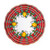 Alcantara Red 3-piece place setting seen from above, red lemon rims – hand-painted Italian majolica, Deruta pottery made in Italy