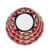 Rubino place setting stacked, Italian dinnerware set with white acanthus scrolls on a ruby red and black rim – hand-painted Italian majolica, Deruta pottery made in Italy