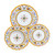 Pavoncelle 3-piece place setting: dinner plate, pasta bowl and salad plate, small yellow birds among fine colorful scrolls – hand-painted Italian majolica, Deruta pottery made in Italy