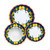 Cobalt Fruits 3-piece place setting: dinner plate, pasta bowl and salad plate, ripe lemons, grapes and pears on a deep cobalt blue rim – hand-painted Italian majolica, Deruta pottery made in Italy