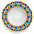 Wolf's Tooth pasta bowl, pointed orange and turquoise leaves on a cobalt blue rim with a terracotta ring – hand-painted Italian majolica, Deruta pottery made in Italy
