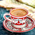 Italian pottery coffe cup 600 red background