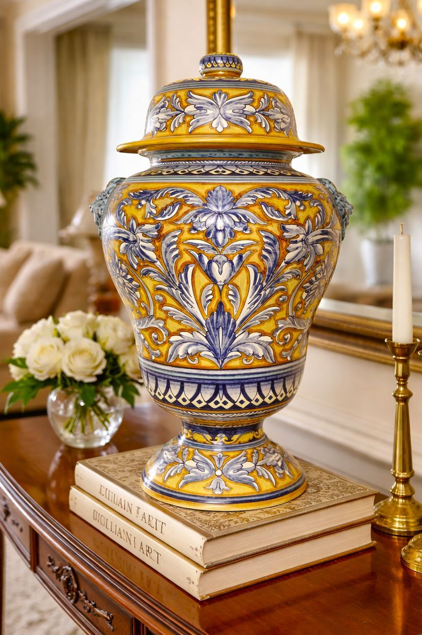 Large majolica vase handmade in Deruta Italy — MOD Deruta Heritage