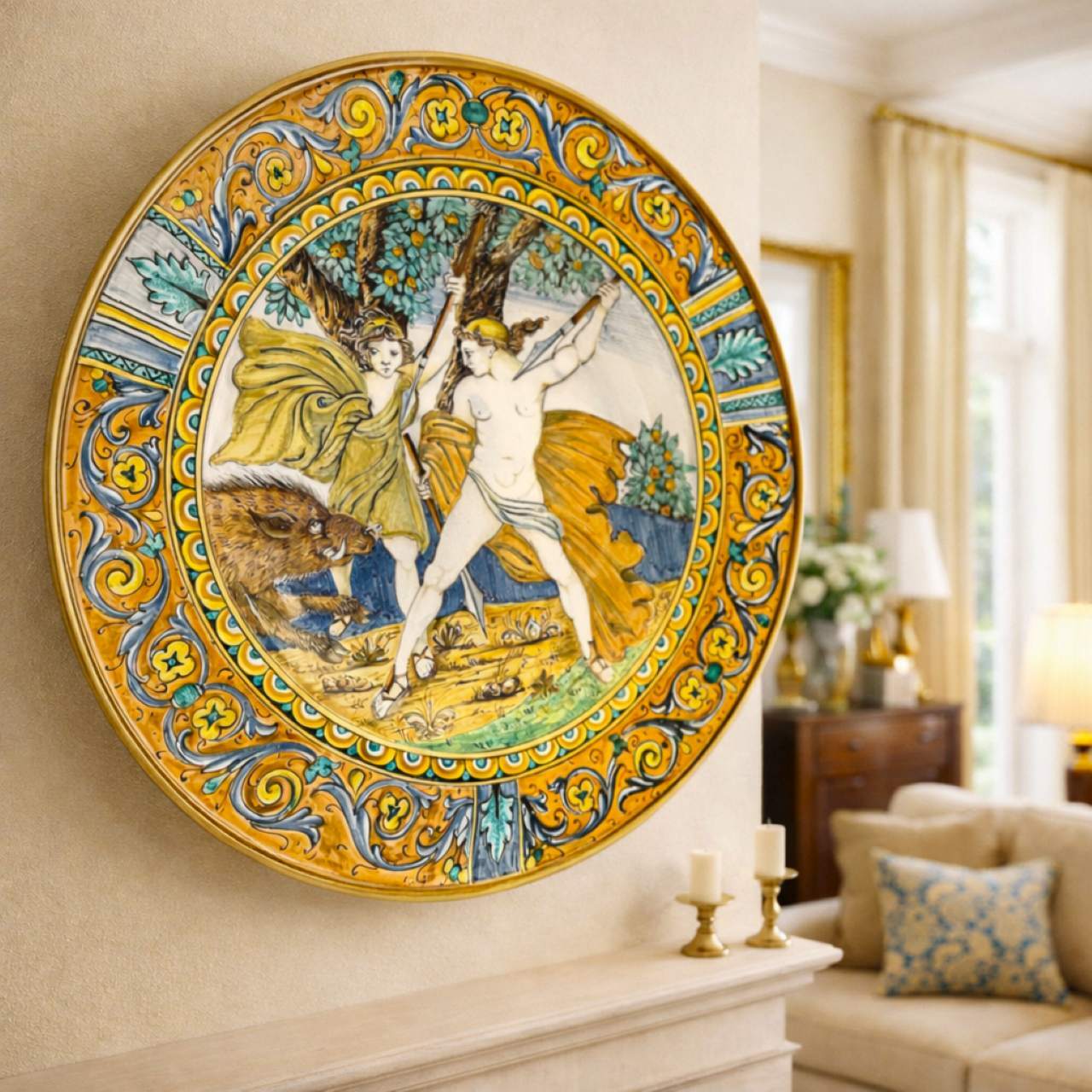 Decorative wall plates handmade in Deruta Italy
