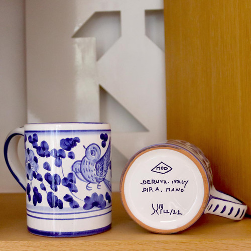 Mug Arabesco Blu handmade majolica Deruta Italy