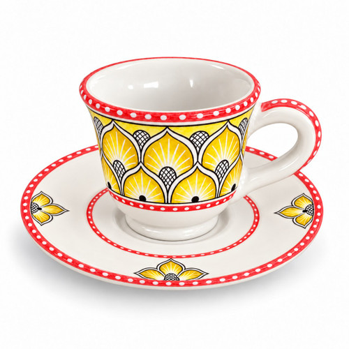 Peacock Yellow Espresso Cup and Saucer