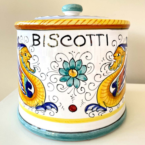 Hand Painted Ceramic Majolica Cookie Jar