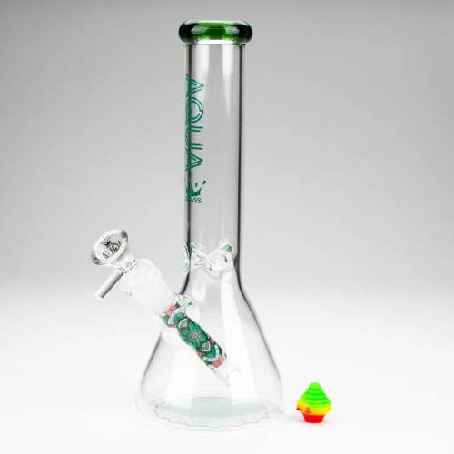 AQUA | 10" Beaker glass water bong with silicone cap