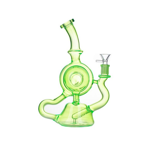 11" Recycler Glass Bong - Slime Green