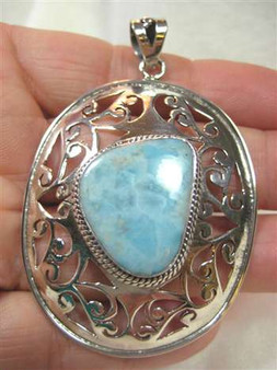 Larimar .925 Sterling Silver Pendant