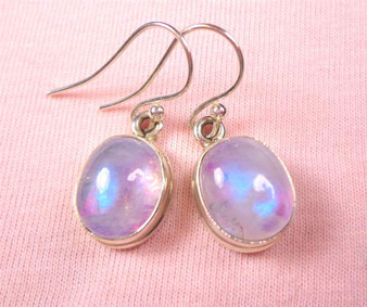 Pink Rainbow Moonstone .925 Sterling Silver Earrings