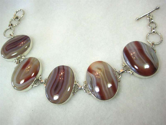 Botswana Agate .925 Sterling Silver Bracelet