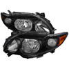 2009-2010 Toyota Corolla Factory Style Crystal Headlights w/ Amber Reflector (Matte Black Housing/Clear Lens)