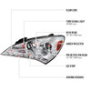 2010-2012 Hyundai Genesis Coupe Projector Headlights w/ SMD LED Light Strip (Chrome Housing/Clear Lens)