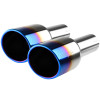 Universal 2.5" Inlet/4.125" Outlet Chrome Stainless Steel Angled Burnt Blue Exhaust Tips - 2PC