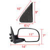 1999-2002 Chevrolet Silverado/Tahoe/Suburban GMC Sierra/Yukon Black Manual Adjustable Side Mirror - Passenger Side Only