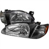 1998-2000 Toyota Corolla Factory Style Crystal Headlights w/ Corner Lights & Bulbs (Matte Black Housing/Clear Lens)