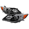 2012-2014 Toyota Camry Projector Headlights w/ Amber Reflectors (Jet Black Housing/Clear Lens)