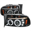 1997-2004 Dodge Dakota/ 1998-2003 Durango Dual Halo Projector Headlights (Jet Black Housing/Clear Lens)