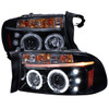 1997-2004 Dodge Dakota/ 1998-2003 Durango Dual Halo Projector Headlights (Glossy Black Housing/Smoked Lens)