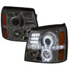 2002-2006 Cadillac Escalade Dual Halo Projector Headlights w/ SMD LED Light Strip (Chrome Housing/Smoked Lens)