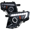 2007-2010 Ford Edge Halo Projector Headlights w/ LED Light Strip (Glossy Black Housing/Smoke Lens)