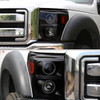 2011-2016 F-250 F-350 F-450 F-550 Dual Halo Projector Headlights w/ LED Turn Signal Lights (Black Housing/Smoked Lens)