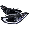 2011-2013 Hyundai Elantra Projector Headlights w/ LED Bar (Glossy Black Housing/Smoke Lens)