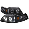 1999-2004 Ford Mustang Dual Halo V2 Projector Headlights (Matte Black Housing/Clear Lens)