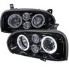 1993-1998 Volkswagen Golf Mk3/Cabrio Dual Halo Projector Headlights (Glossy Black Housing/Smoked Lens)