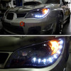 2006-2007 Subaru Impreza WRX/STI Projector Headlights w/ LED Light Strip (Glossy Black Housing/Smoke Lens)