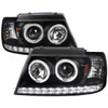 2002-2005 Ford Explorer Dual Halo Projector Headlights (Matte Black Housing/Clear Lens)