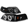 1999-2004 Ford Mustang Dual Halo Projector Headlights (Jet Black