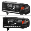 1994-2001 Dodge RAM 1500/ 1994-2002 RAM 2500 3500 Projector Headlights w/ SMD LED Light Strip (Matte Black Housing/Clear Lens)