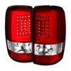 2000-2006 Chevrolet Suburban/Tahoe GMC Yukon/Yukon XL LED C Bar Tail Lights (Chrome Housing/Red Clear Lens)