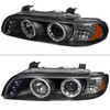 1996-2003 BMW E39 5 Series Dual Halo Projector Headlights (Matte Black Housing/Clear Lens)