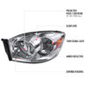2006-2008 Dodge RAM 1500/ 2006-2009 RAM 2500 3500 Retro Style Projector Headlights (Chrome Housing/Clear Lens)