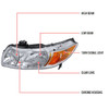 2006-2011 Honda Civic Coupe Factory Style Crystal Headlights (Chrome Housing/Clear Lens)